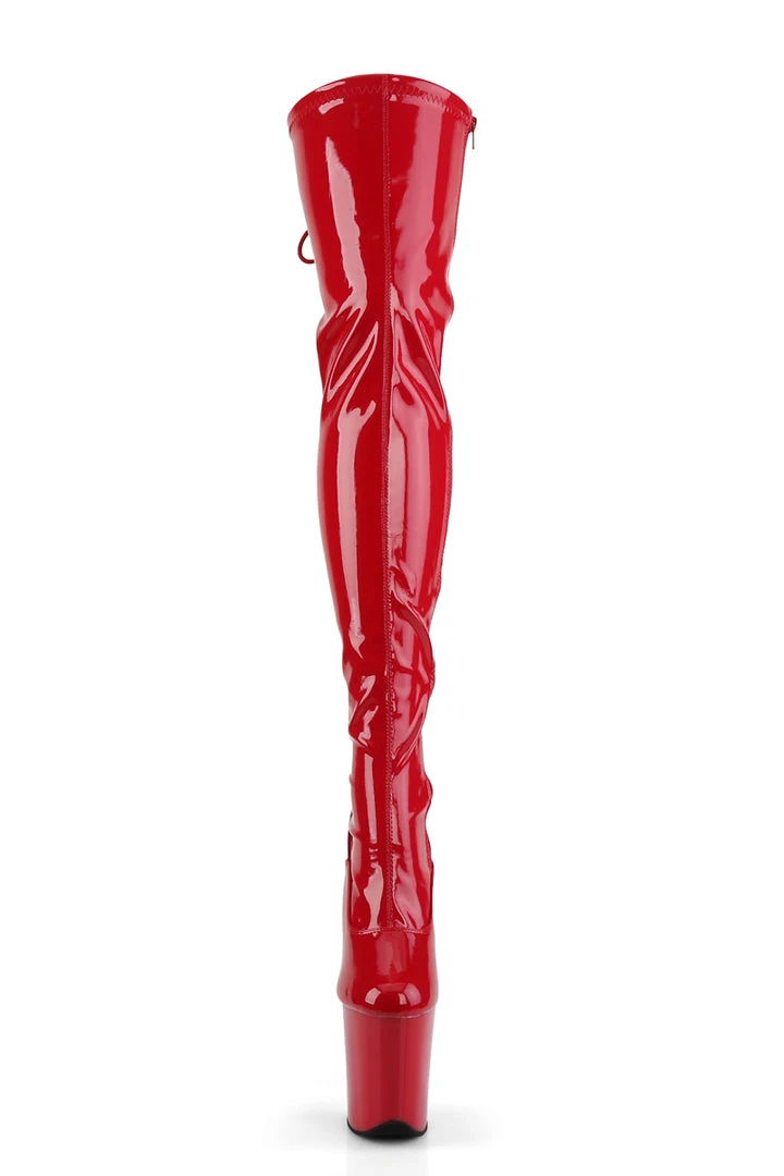 Shoes Pleaser USA Flamingo-3063 8inch Thigh High Pleaser Boots - Patent Red