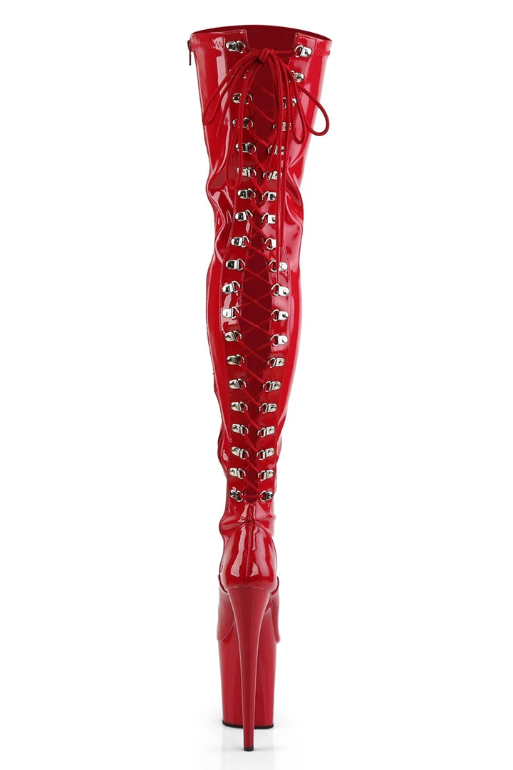 Shoes Pleaser USA Flamingo-3063 8inch Thigh High Pleaser Boots - Patent Red