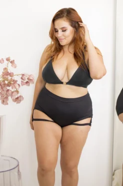 Most Loved Lunalae Lure You High Waisted Garter Shorts - Black