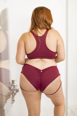 Lunalae Lure You Low-Rise Garter Shorts - Wine All Pole Wear