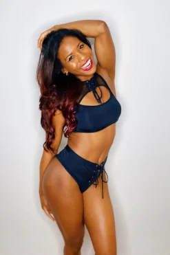 Hamade Activewear Lace Up High Cut Bottoms - Black All Pole Wear