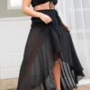 Lunalae High Waist Wrap Dance Skirt - Black