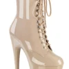 Pleaser USA Adore-1020 7inch Pleaser Boots - Patent Beige Shoes
