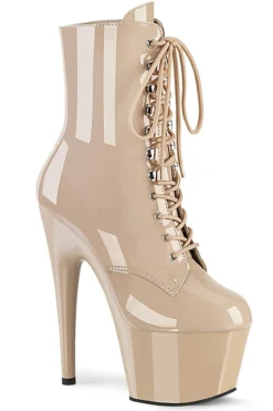 Pleaser USA Adore-1020 7inch Pleaser Boots - Patent Beige Shoes