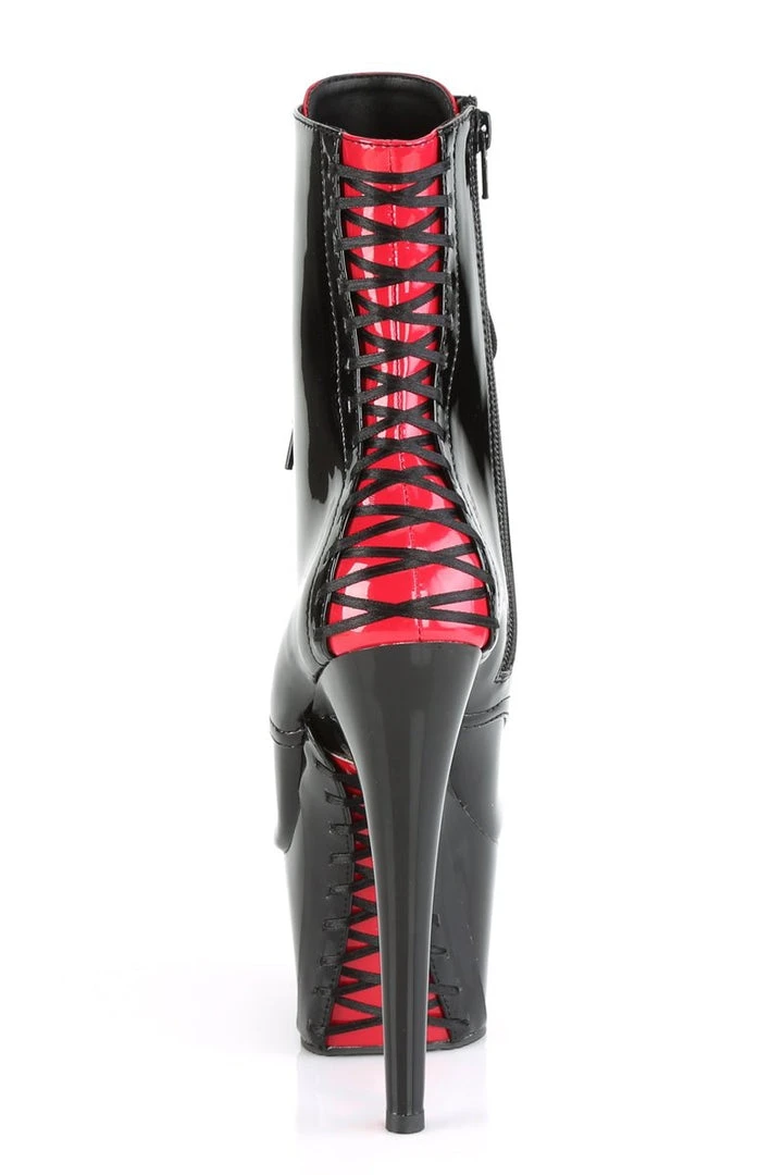 Pleaser USA Adore-1020FH 7inch Pleaser Boots - Black/Red Corset