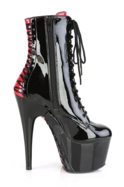Pleaser USA Adore-1020FH 7inch Pleaser Boots - Black/Red Corset