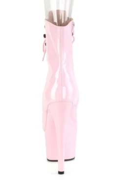 Pleaser USA Adore-1021 7inch Pleaser Peep Toe Boots - Patent Baby Pink Shoes