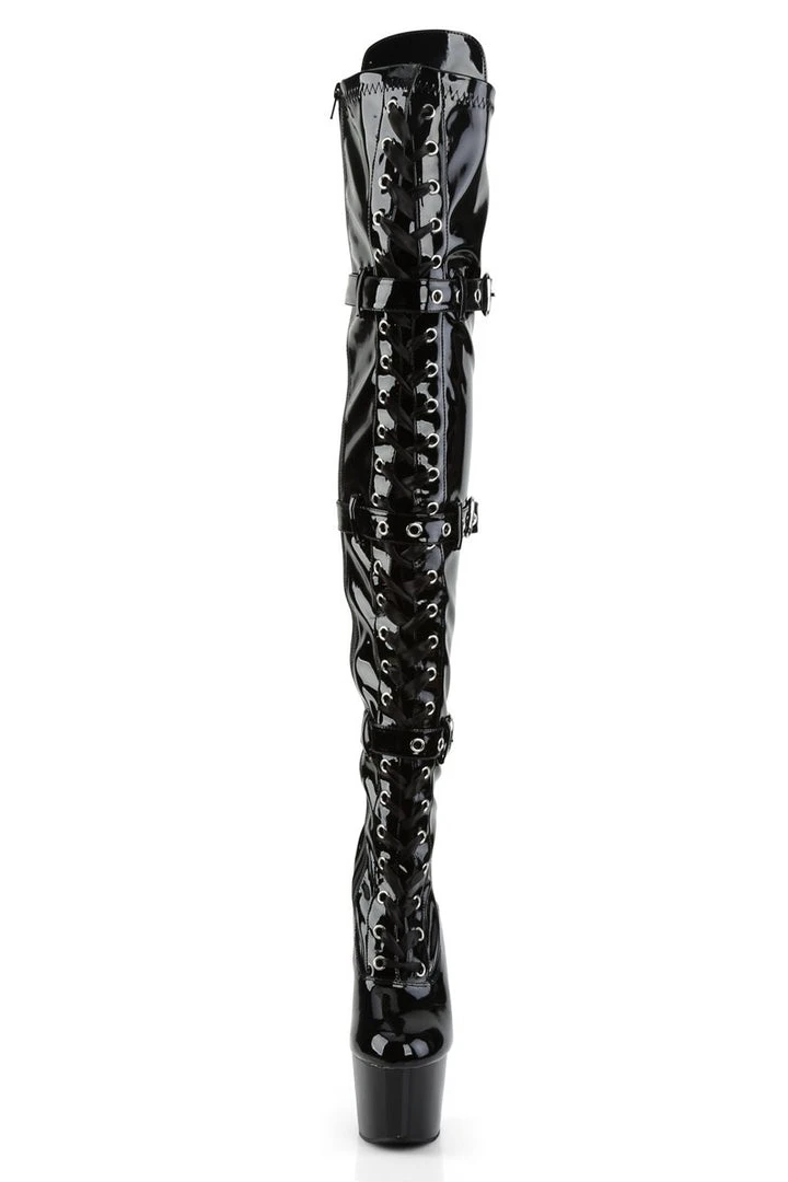 Shoes Pleaser USA Adore-3028 7inch Thigh High Pleaser Boots - Patent Black