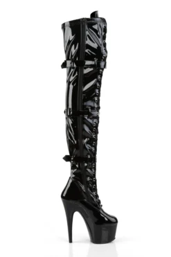 Shoes Pleaser USA Adore-3028 7inch Thigh High Pleaser Boots - Patent Black
