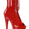 Pleaser USA Adore-1021 7inch Pleaser Peep Toe Boots - Patent Red