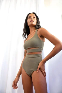 Lunalae Aliza High Waist Bottoms - Recycled Khaki All Pole Wear