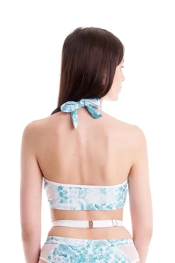 Hamade Activewear Halter Neck Top - Aqua Snake