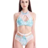 All Pole Wear Hamade Activewear Strappy High Waisted Bottoms - Aqua Snake