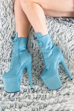 Hella Heels BabyDoll 8inch Boots - Baby Blue Shoes