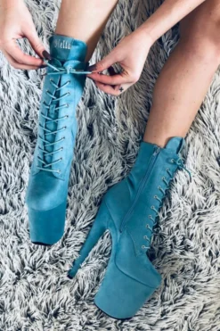 Hella Heels BabyDoll 8inch Boots - Baby Blue Shoes