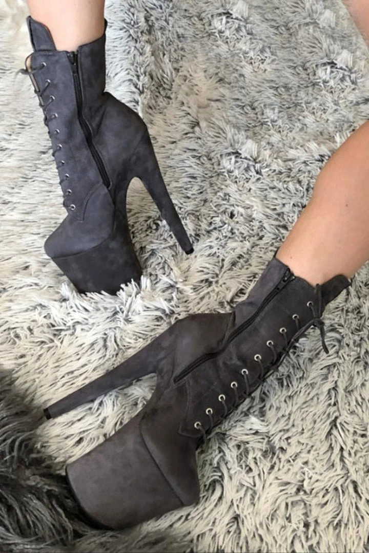 Shoes Hella Heels BabyDoll 8inch Boots - Dark Grey