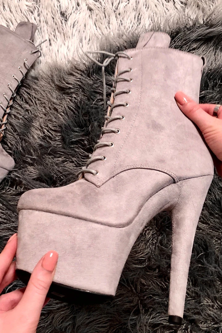 Shoes Hella Heels BabyDoll 7inch Boots - Light Grey