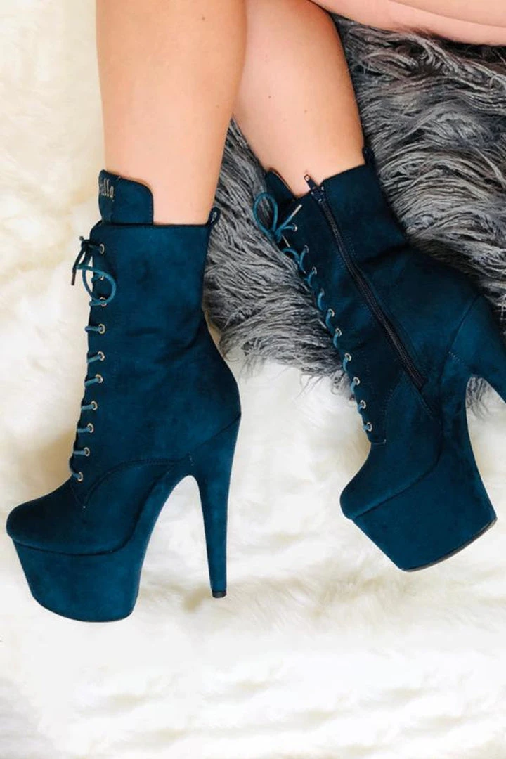 Hella Heels BabyDoll 7inch Boots - Teal