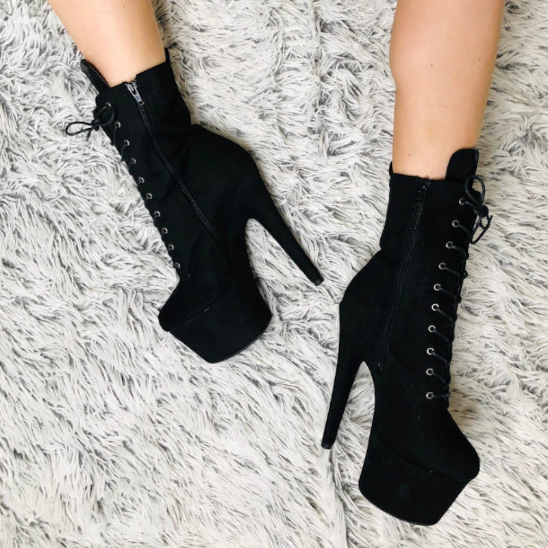 Hella Heels BabyDoll 7inch Boots - Black Back In Stock