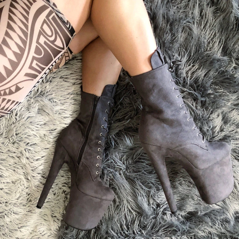 Shoes Hella Heels BabyDoll 8inch Boots - Dark Grey