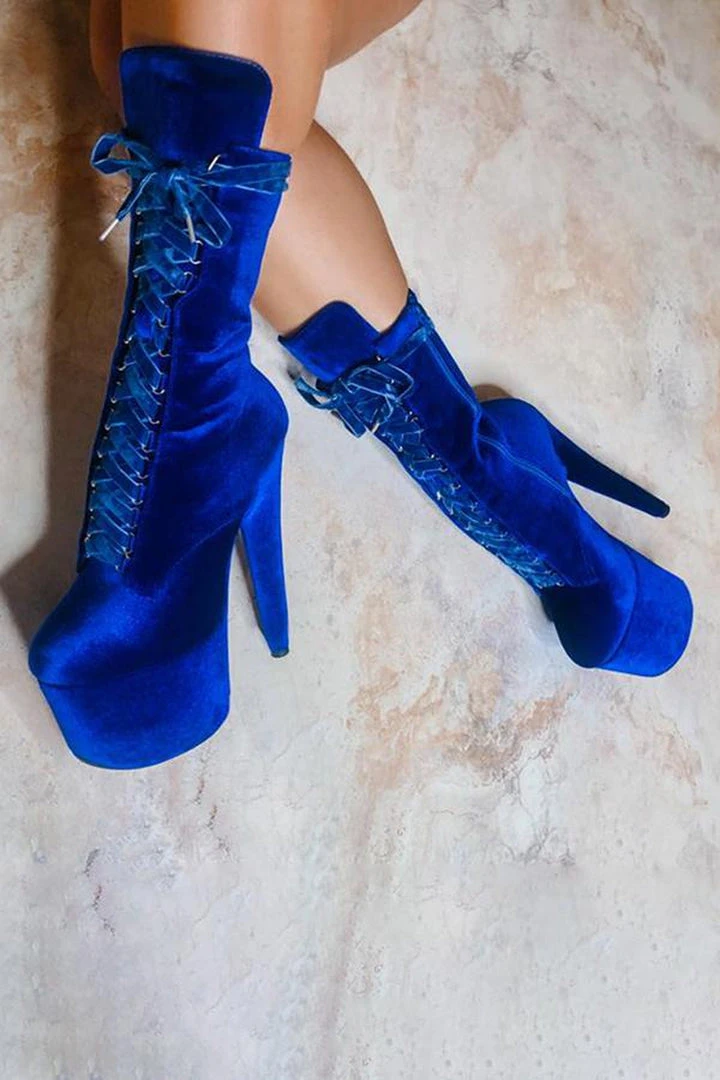 Shoes Hella Heels BabyDoll Velvet 7inch Boots - King Pin