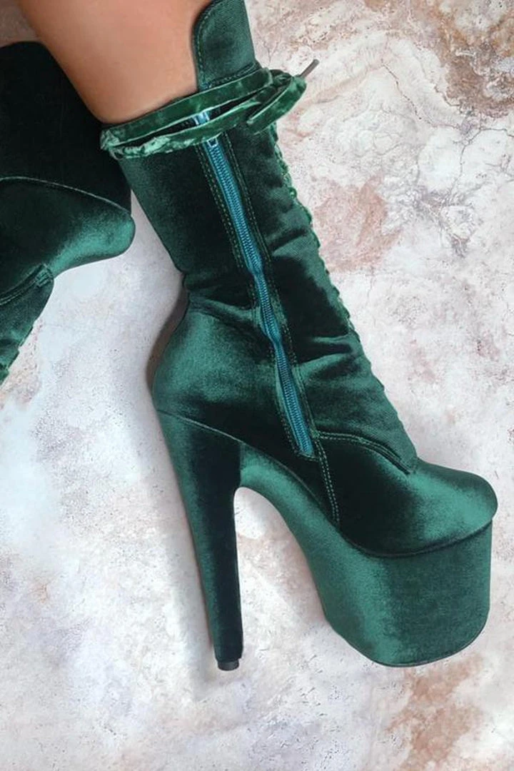 Shoes Hella Heels BabyDoll Velvet 7inch Boots - NY Gangster