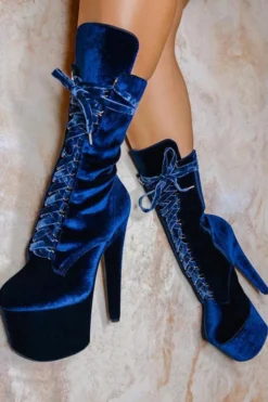 Hella Heels BabyDoll Velvet 7inch Boots - Old Money Shoes