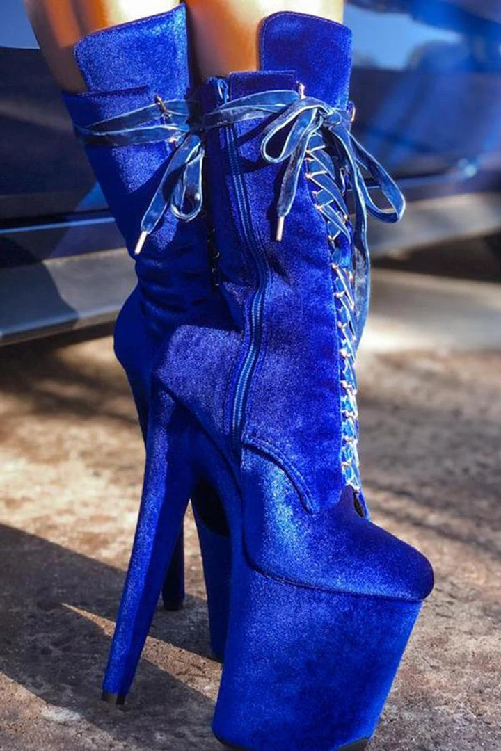 Hella Heels BabyDoll Velvet 8inch Boots - King Pin