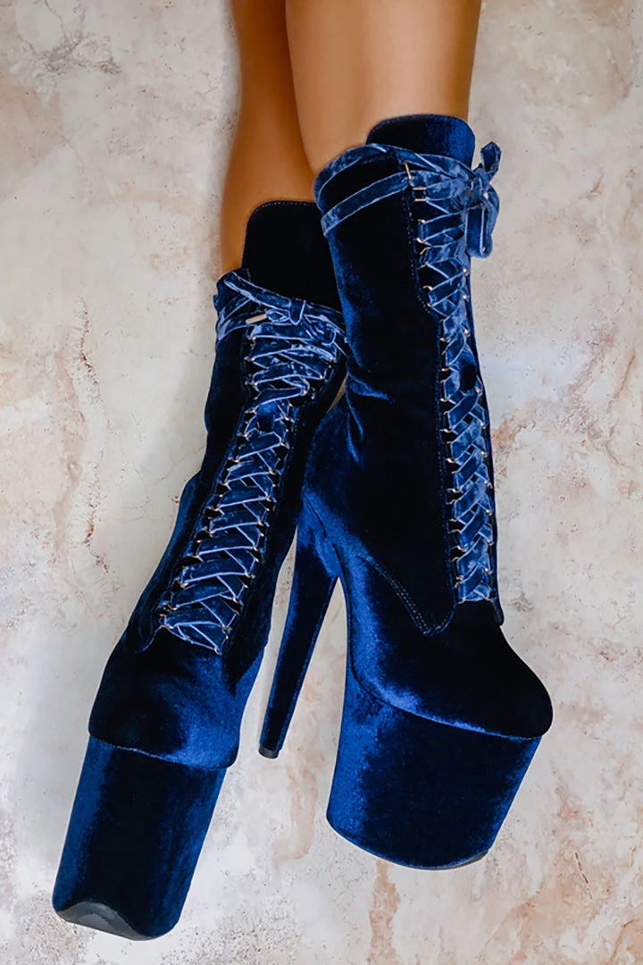 Hella Heels BabyDoll Velvet 8inch Boots - Old Money