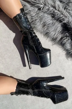 Hella Heels The Glitterati 8inch Boots - Sin City Back In Stock