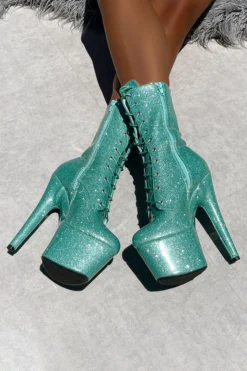 Hella Heels The Glitterati 7inch Boots - Baby Blues Shoes