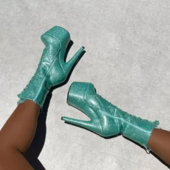 Hella Heels The Glitterati 7inch Boots - Baby Blues Shoes