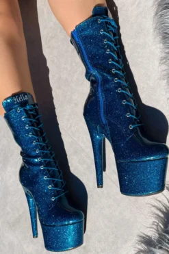 Hella Heels The Glitterati 7inch Boots - Skinny Dippin' Shoes