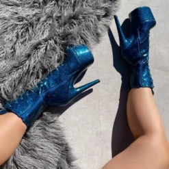 Hella Heels The Glitterati 7inch Boots - Skinny Dippin' Shoes