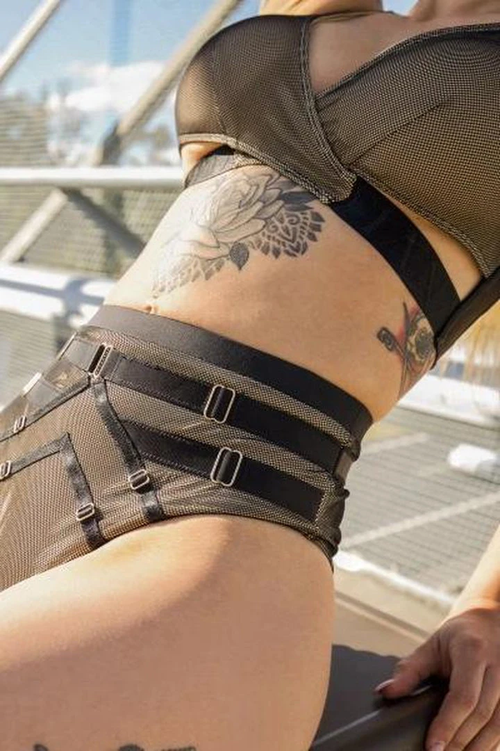 Tatiana Activewear Yuki Top - Black Mesh All Pole Wear