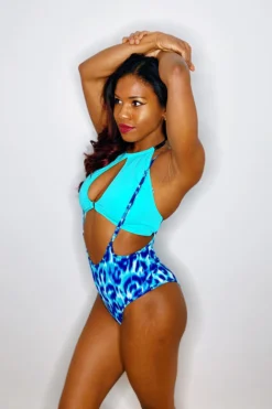 Hamade Activewear High Waisted Sling Bottoms - Blue Leopard All Pole Wear