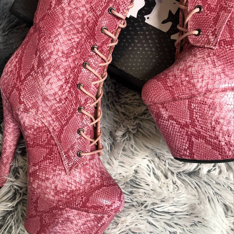 Shoes Hella Heels Candy Cobra Boots - 7inch