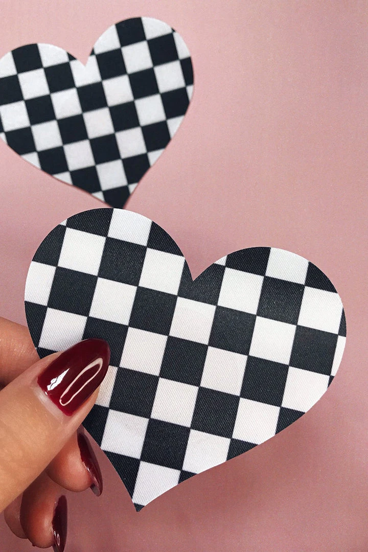 Naughty Thoughts Heart Pasties (5 Pairs) - Checkered