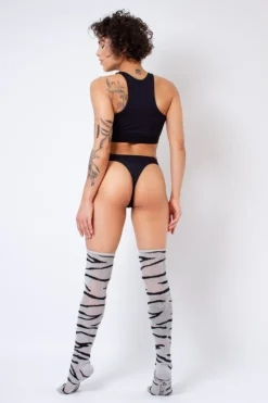 Accessories Rolling Over The Knee Socks - Lurex Zebra (3 Sizes Available)