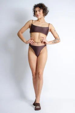 All Pole Wear Rolling Vento Reversible Selva Top - Beige Leopard/Chocolate