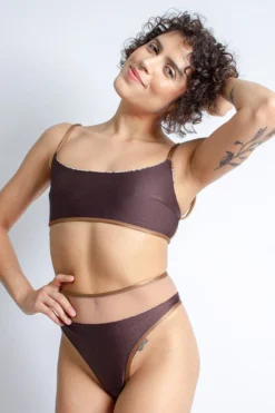 All Pole Wear Rolling Vento Reversible Selva Top - Beige Leopard/Chocolate