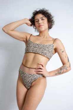 All Pole Wear Rolling Vento Reversible Selva Top - Beige Leopard/Chocolate