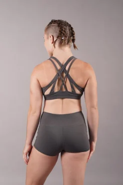 Off The Pole Criss Cross Sports Bra - Charcoal All Pole Wear