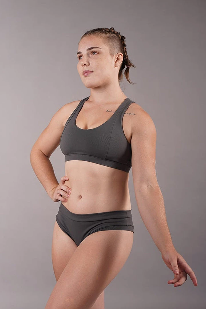 Off The Pole Criss Cross Sports Bra - Charcoal All Pole Wear