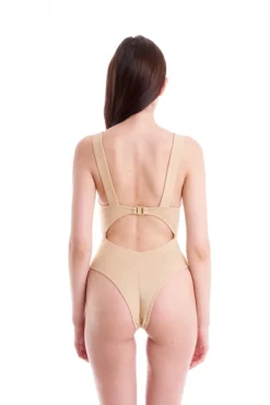 All Pole Wear Hamade Activewear Cut Out Bodysuit - Beige