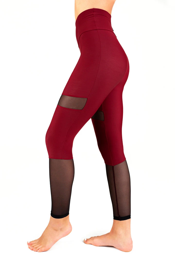 All Pole Wear Dragonfly Barbara Leggings - Burgundy Mesh