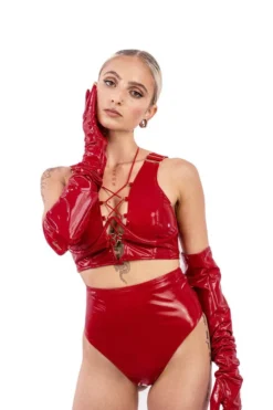 Naughty Thoughts Sinner Vinyl OO Top - Red All Pole Wear