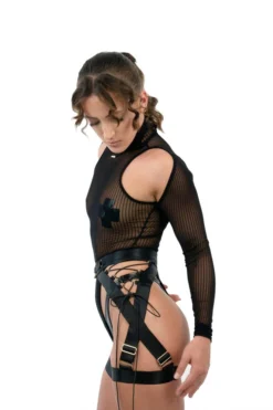 Naughty Thoughts XXX Rated Suspender - Black Plus Size Pole Wear