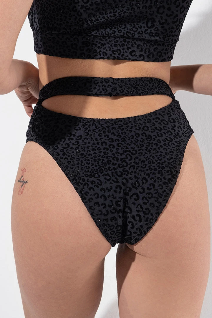 RAD Bahari Leopard Bottoms - Black Glitter Shorts