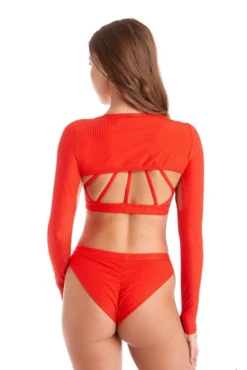 Bandurska Darcey Sleeves - Ribbed Red